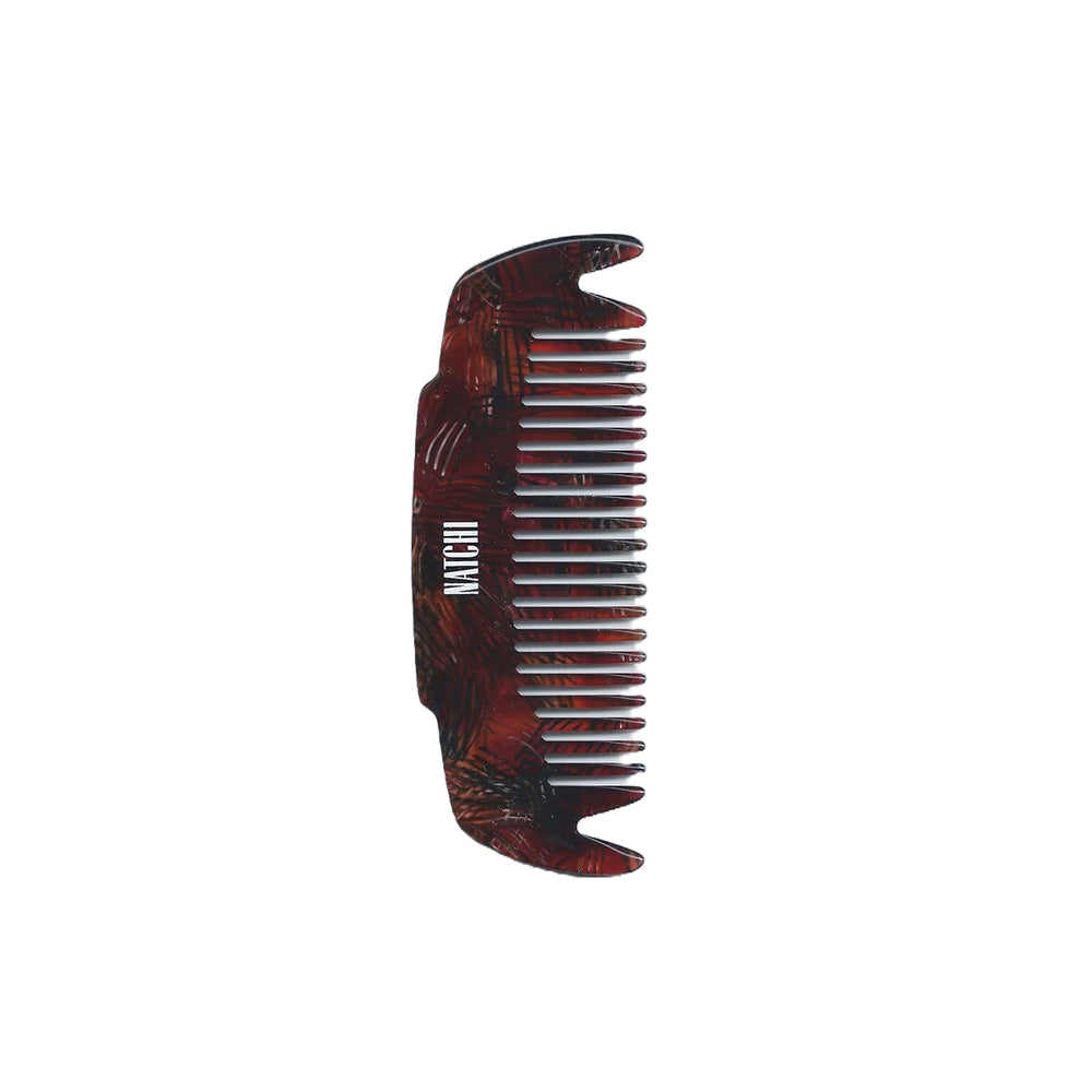 NATCHI COCO Dry Comb in red with wide teeth, designed for oiling and detangling dry hair.