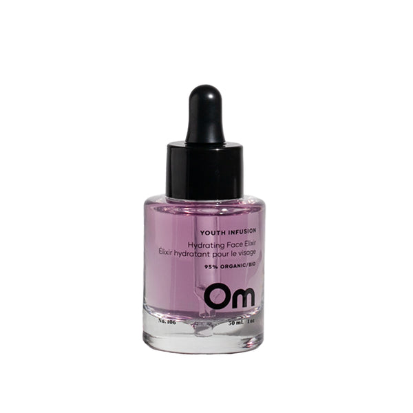 Om Organics Youth Infusion Hydrating Face Elixir - Hydrating and smoothing face serum with hyaluronic acid and bio-retinol.