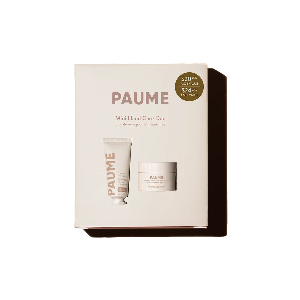 PAUME mini hand care duo set in a box on a white background