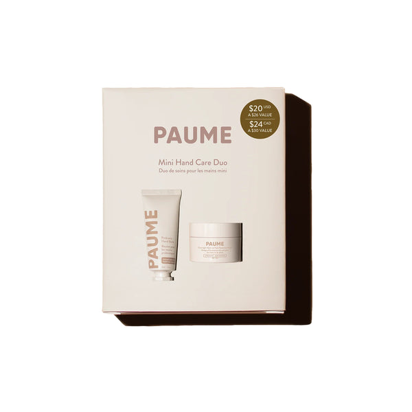 PAUME mini hand care duo set in a box on a white background