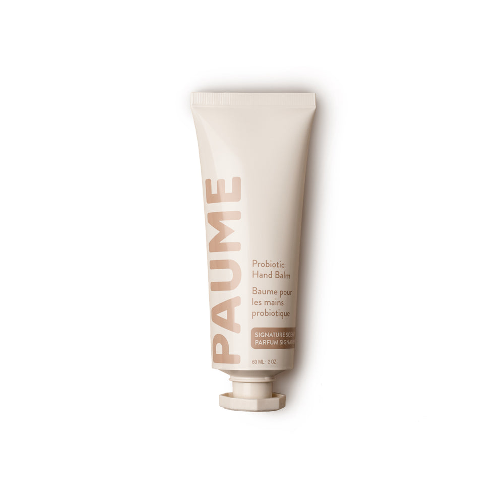 PAUME Probiotic Hand Balm – A 2oz tube of hand balm with probiotics, plant-based emollients, and essential oils for moisturizing and enhancing skin texture.