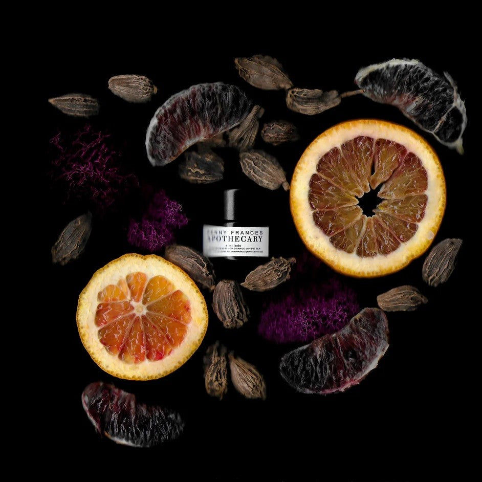 PENNY FRANCES APOTHECARY Blood Orange & Cardamom "a mi lado" Lip Butter – Hydrating lip butter with wild-harvested murumuru, cocoa butter, and a refreshing blend of blood orange and cardamom.