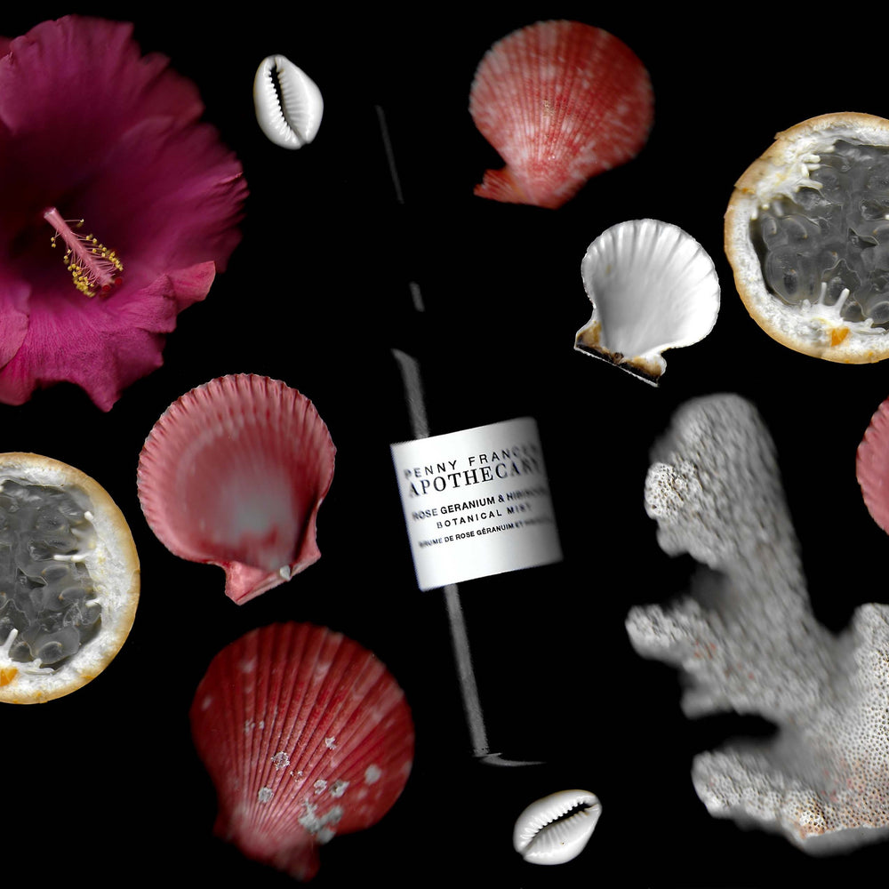 PENNY FRANCES APOTHECARY Rose Geranium & Hibiscus Botanical Mist – Soothing mist with rose geranium, hibiscus, and lemon balm to refresh, hydrate, and balance skin.