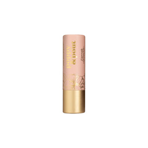 Farrah lip tint by Poppy & Pout in a soft pink shade with warm undertones, housed in a recyclable cardboard tube.