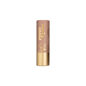 Faye lip tint by Poppy & Pout in a taupe shade, ideal for a natural makeup look, housed in a recyclable cardboard tube.