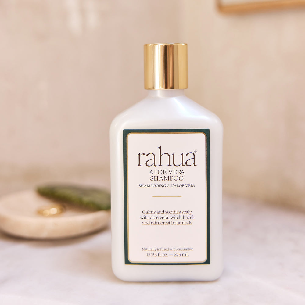 Rahua Aloe Vera Shampoo bottle with natural aloe and cucumber ingredients