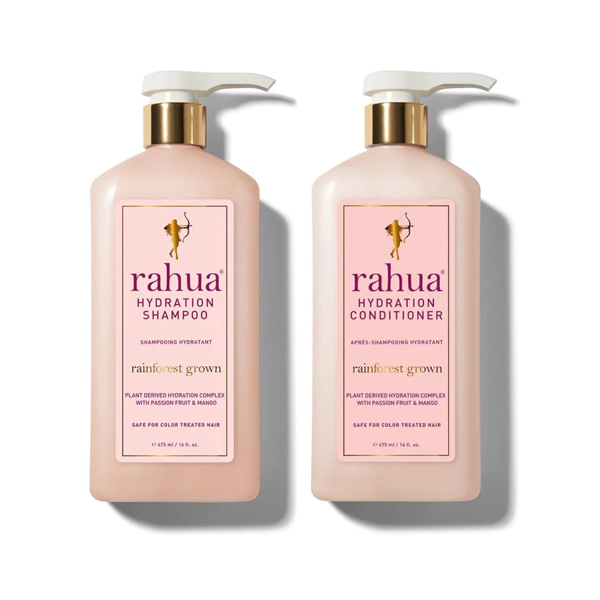 RAHUA Hydration Lush Pump Set - includes Hydration Shampoo and Conditioner (16 oz each). Luxurious duo infused with Amazonian oils (Rahua, Sacha Inchi, Morete) and natural protein-bonding sugars for deep hydration. Leaves scalp hydrated and hair stronger, healthier, smoother, and shinier. Scented with tropical notes of passion fruit and mango. Ideal for all hair types experiencing dryness.