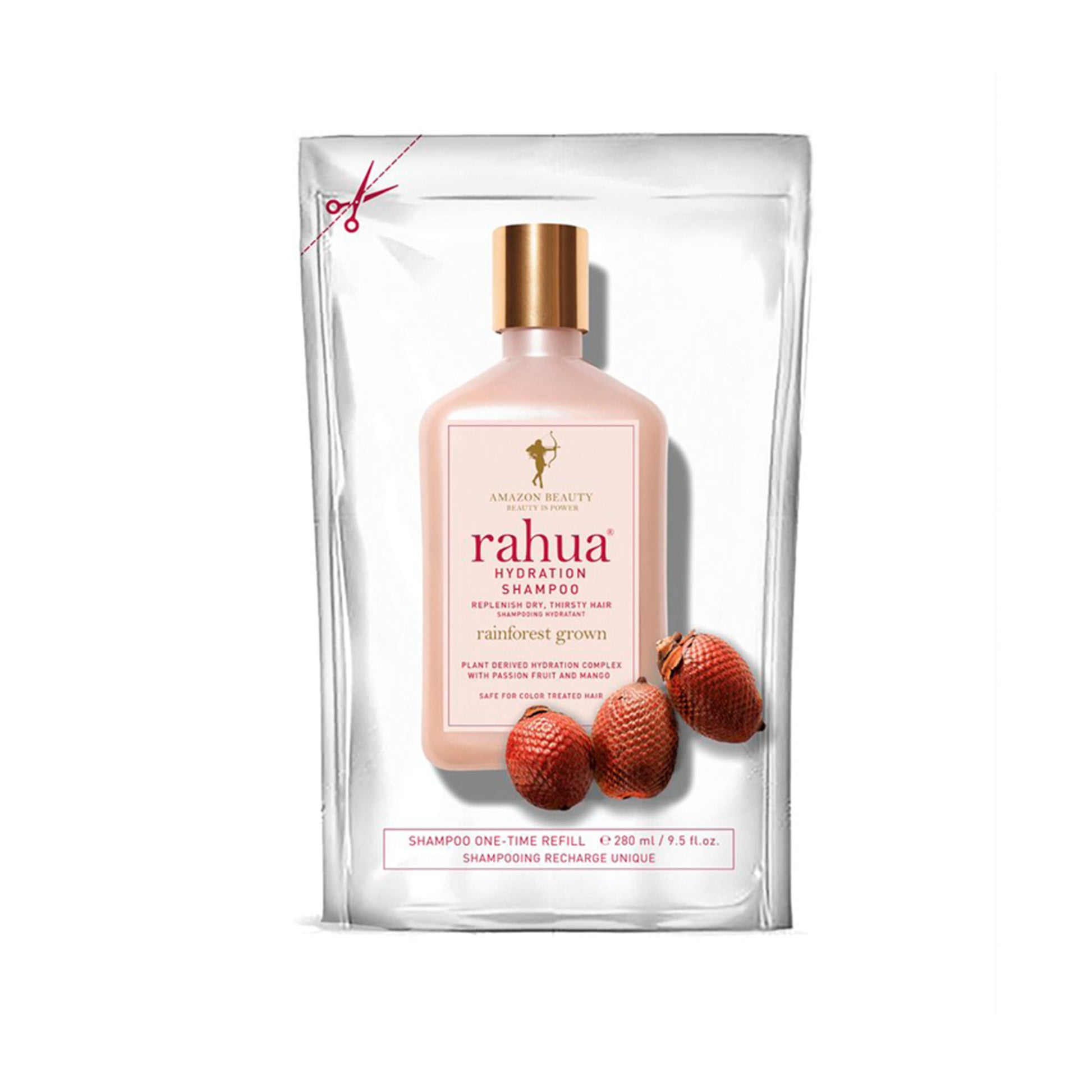 RAHUA Hydration Shampoo Refill - sustainable and refillable pouches for maximum moisture. Transforms dull, dry, and damaged hair while reducing plastic consumption by 90%. Achieve smooth, luminous hair without environmental impact. Apply to wet hair, lather, rinse, and follow with Rahua Hydration Conditioner.