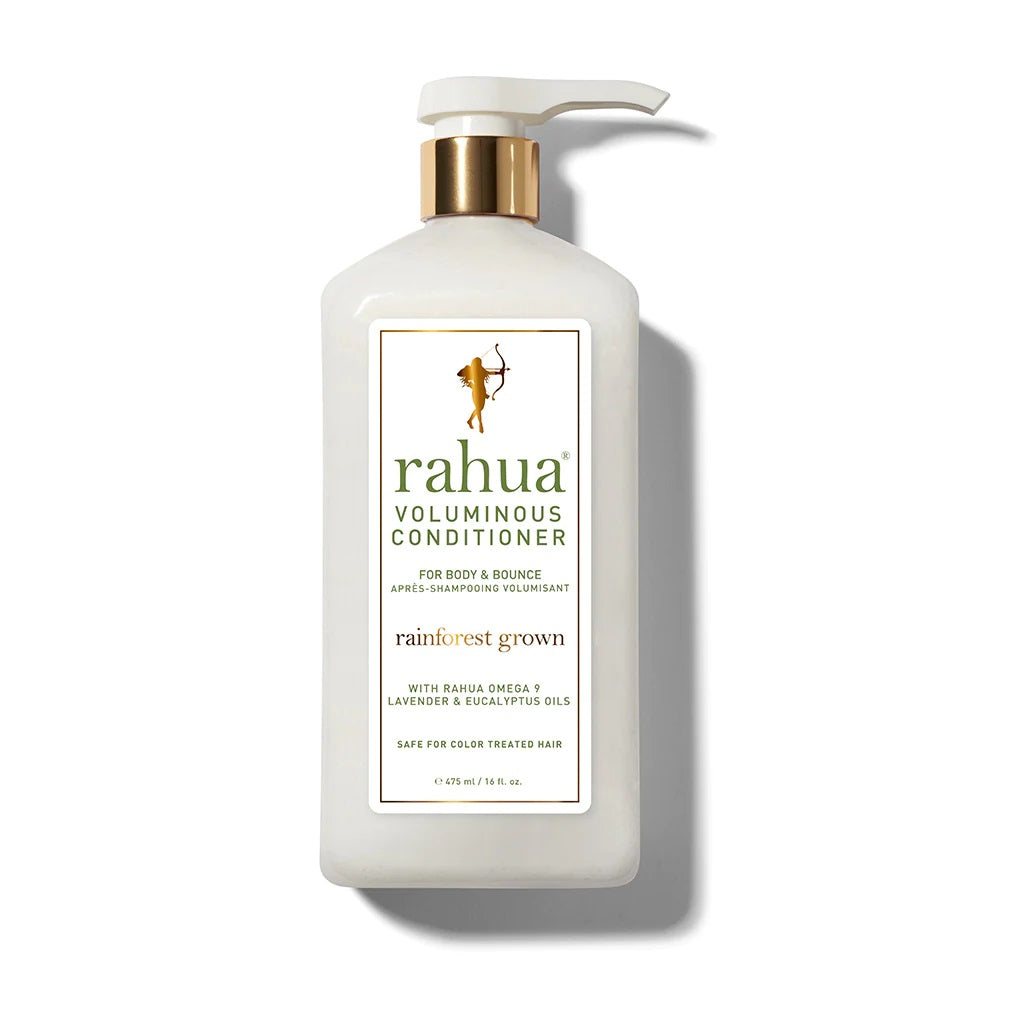 RAHUA Voluminous Conditioner Lush Pump - lightweight conditioner that leaves hair lustrous, silky, and full of body. Ideal for fine and oily hair types, including color-treated hair. Doubles as a co-wash. Infused with lavender and eucalyptus for a herbal and fresh aroma.