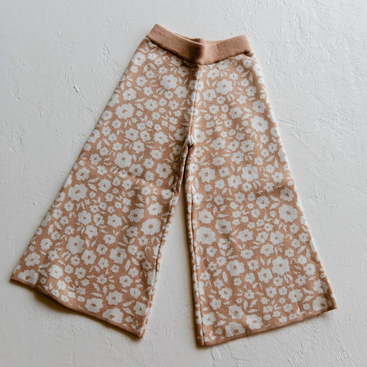 RAISED BY WATER Floral Knit Pants Caramel ALWAYS SHOW