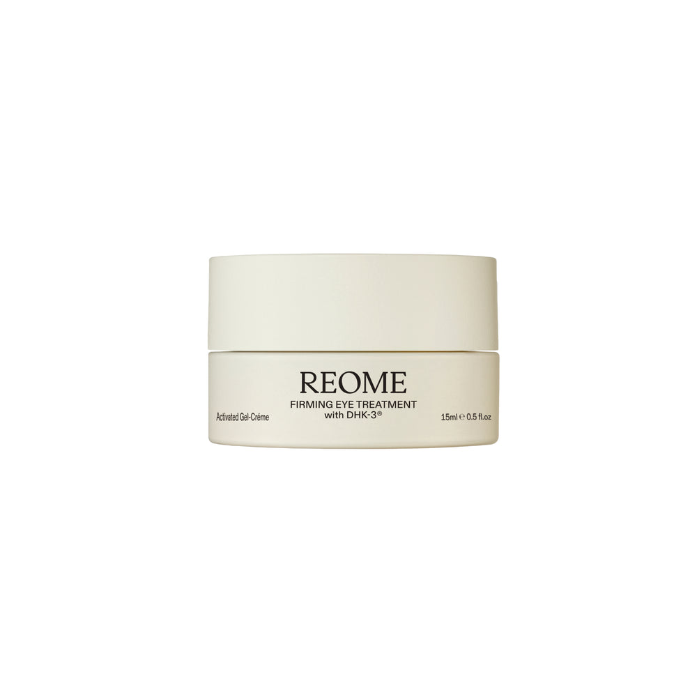Jar of REOME Firming Eye Cream, a lightweight gel-crème designed to smooth, firm, and brighten the under-eye area for a refreshed, youthful appearance.
