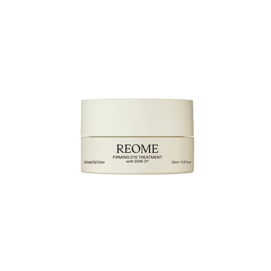 Jar of REOME Firming Eye Cream, a lightweight gel-crème designed to smooth, firm, and brighten the under-eye area for a refreshed, youthful appearance.