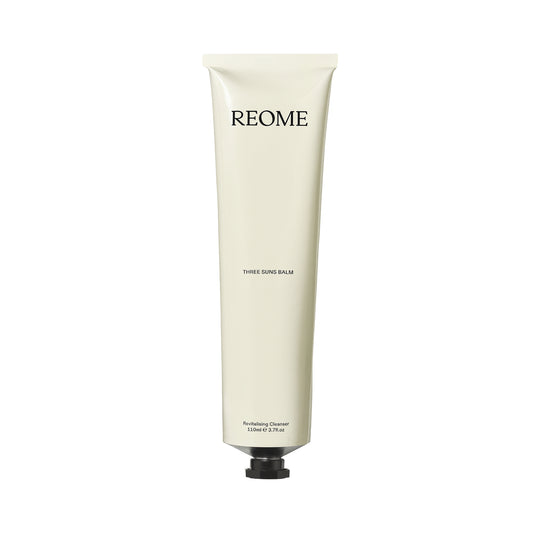 Tube of REOME Three Suns Balm facial cleanser with a creamy, lightweight balm texture.