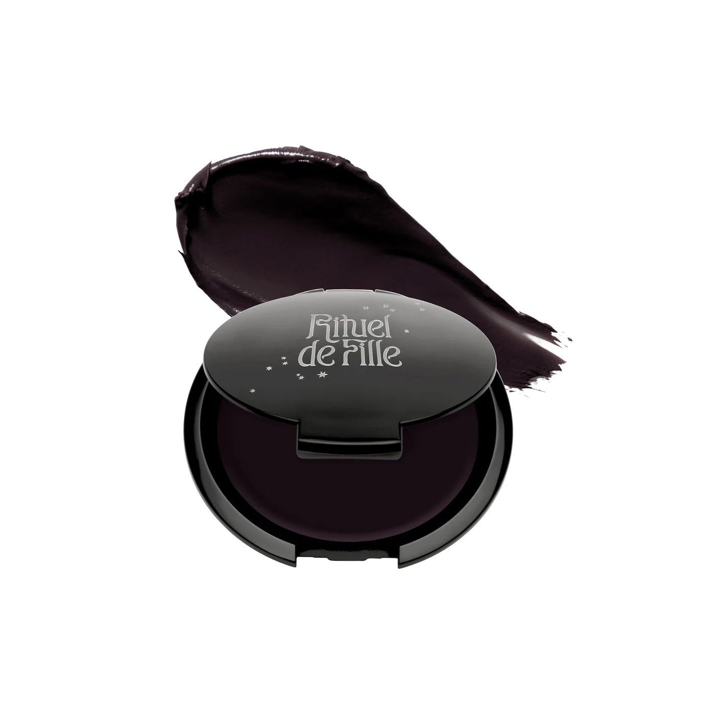 RITUEL DE FILLE Inner Glow Crème Pigment in Eclipse, a deep aubergine cream pigment in a starry black compact.