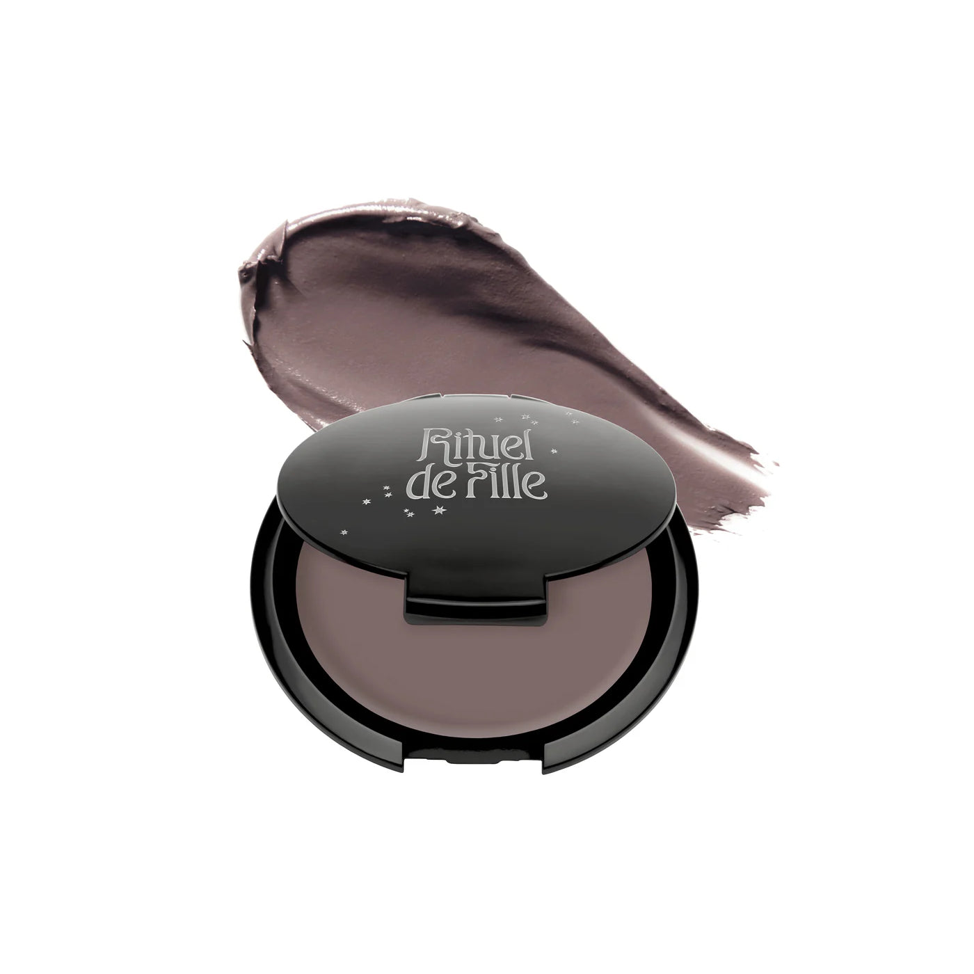 RITUEL DE FILLE Inner Glow Crème Pigment in Intuition, a soft gray taupe-mauve cream pigment housed in a starry black compact.