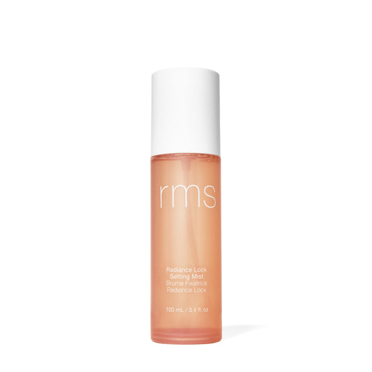 RMS Beauty setting mist bottle on a white background. RMS BEAUTY Radiance Lock Setting Mist