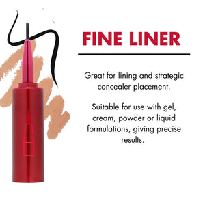 Red fine liner brush from Ruby Hammer with text on a white background