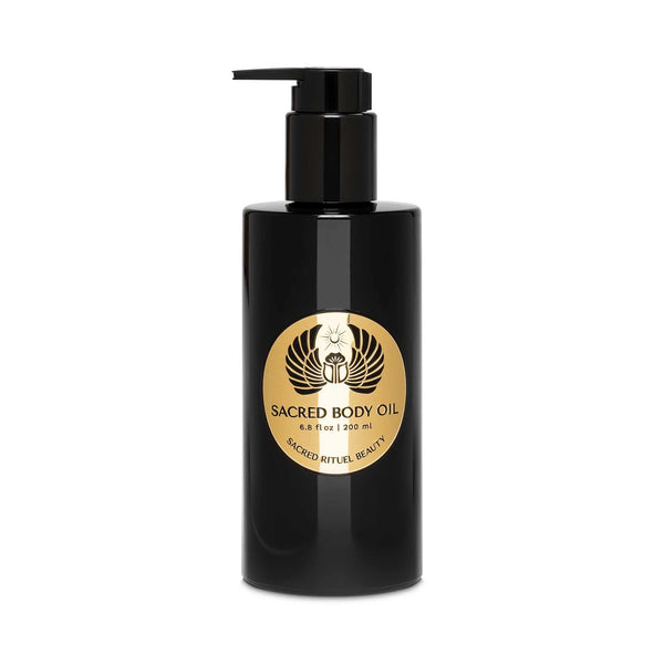 Sacred Rituel Sacred Rose Mist in a violet Miron glass spray bottle; a hydrating botanical rose water mist. 200ml