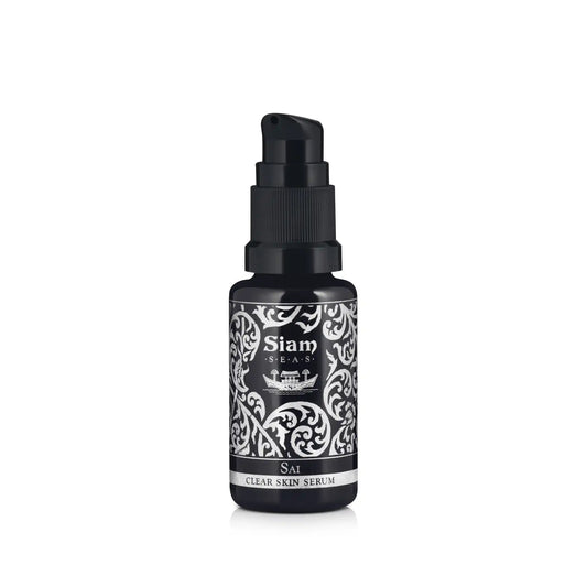 Siam Seas Sai Clear Skin Serum 20ml black bottle with a pump with natural hydrating ingredients