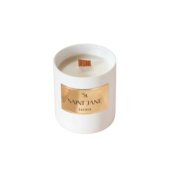 SAINT JANE Luxury Candle Sacred, vanilla orchid, dewy pear, magnolia, coconut cream, soft amber, luxury candle for mindful rituals
