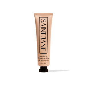 SAINT JANE Rich Rescue Phyto Mucin Cream in a tube. Vegan Korean-inspired formula with yam root, niacinamide, and hyaluronic acid.