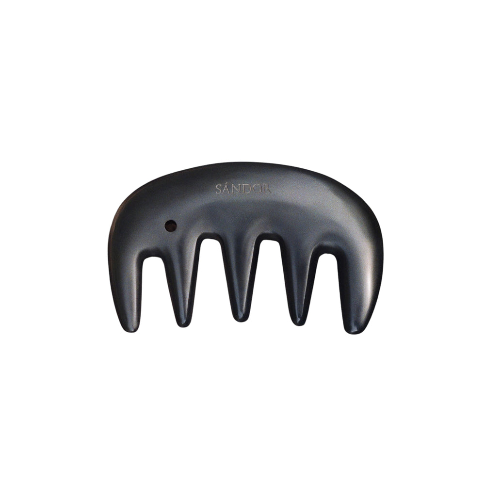 SANDOR Gua Sha Comb made from Bian stone, designed for a smooth, calming scalp massage and sensory hair care ritual