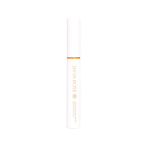Shiva Rose Luster Brow & Lash Serum bottle with natural ingredients like biotin, castor oil, aloe, and amla fruit.