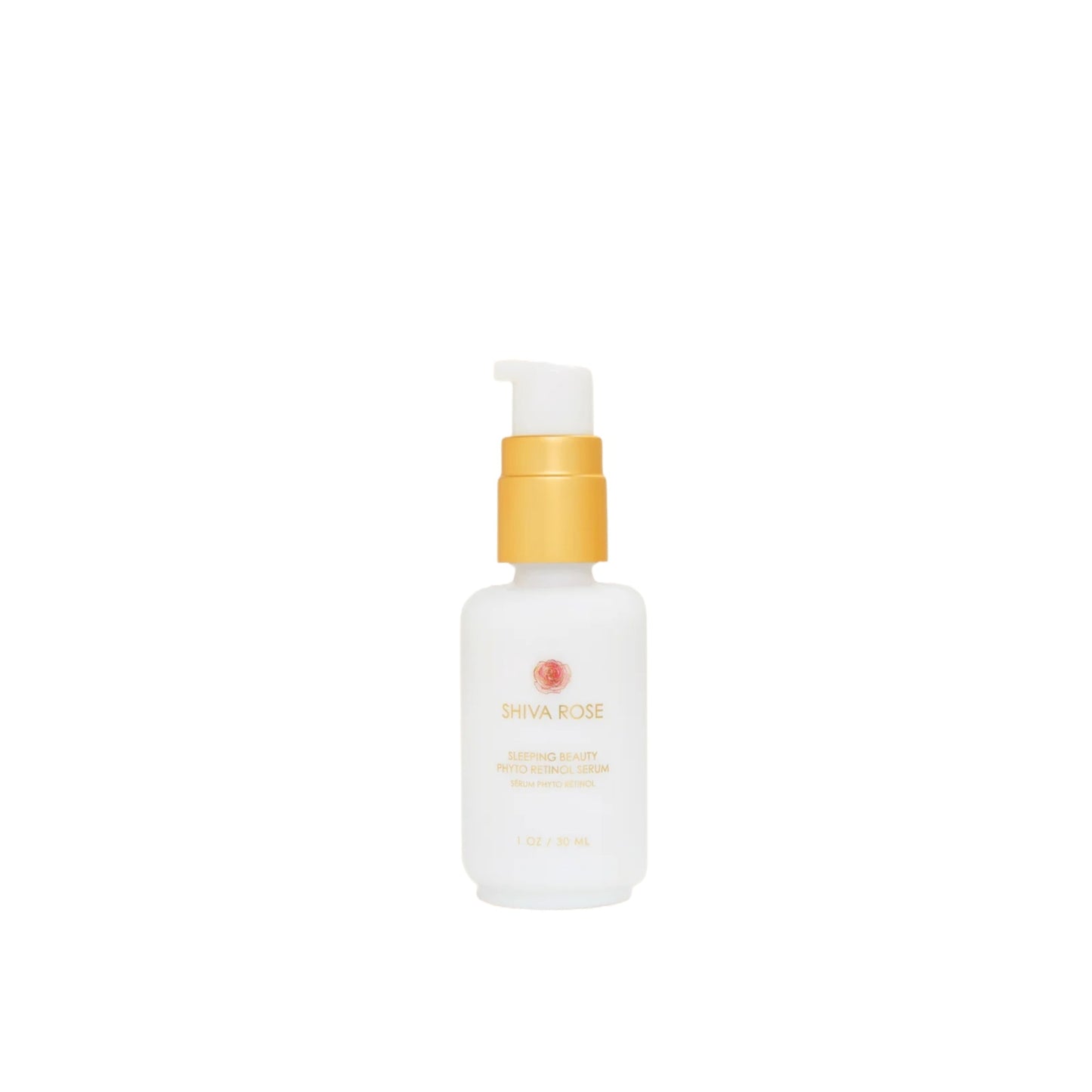 Shiva Rose Sleeping Beauty Phyto Retinol serum bottle, a gentle overnight serum with bakuchiol, cacay oil, and blue lotus for a nourished, radiant complexion.