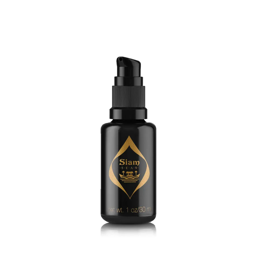 Siam Seas Twilight Becalm Serum 30ml black bottle with a pump with aloe vera and plant oils