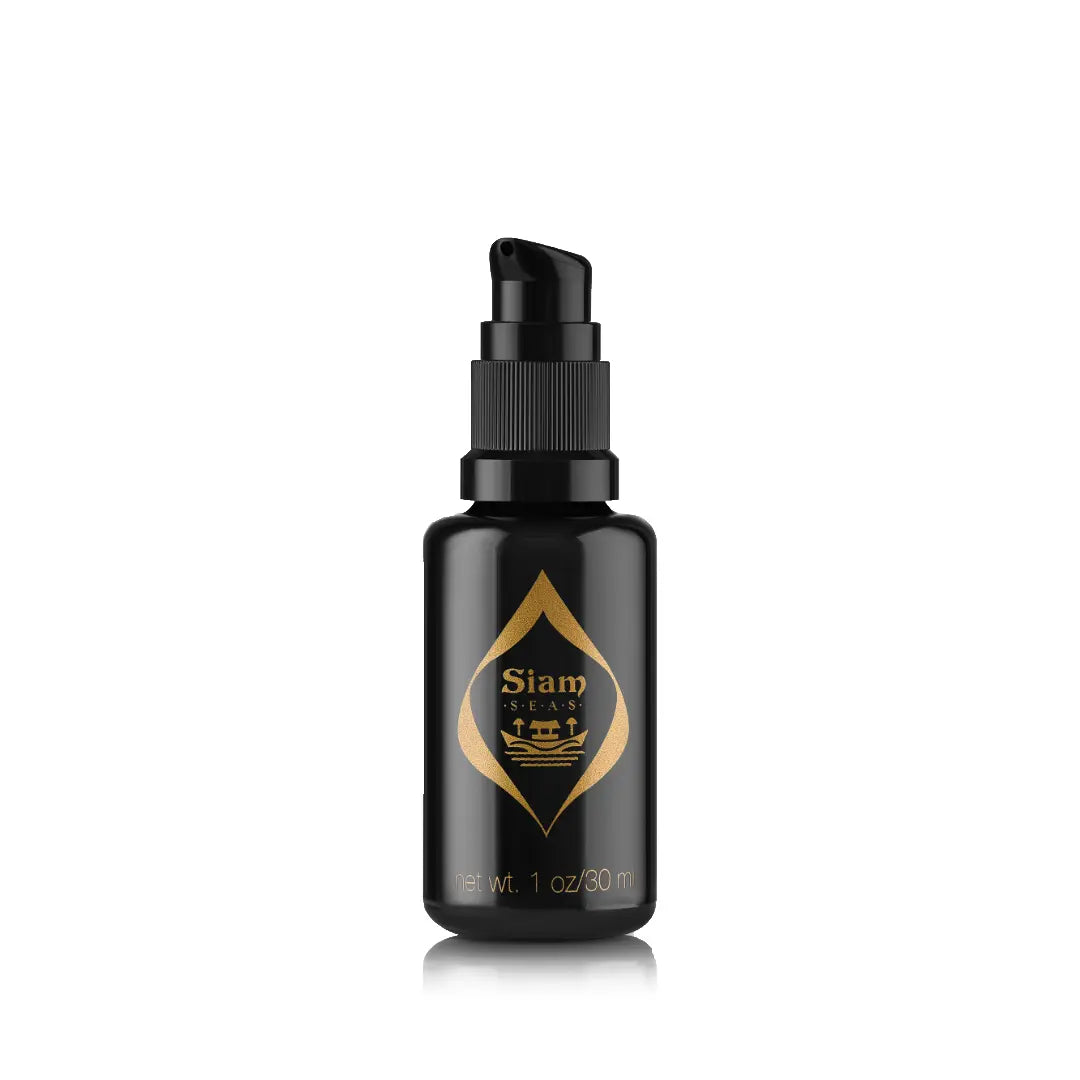 Siam Seas Twilight Becalm Serum 30ml black bottle with a pump with aloe vera and plant oils
