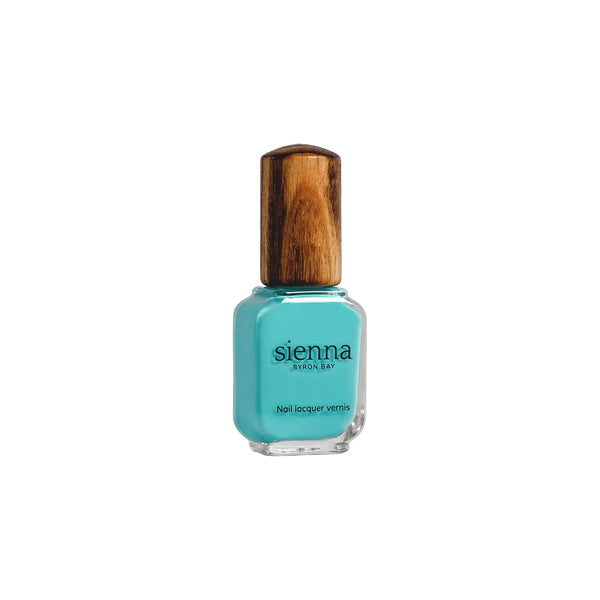 SIENNA BYRON BAY Breeze Nail Polish – bright turquoise crème for a bold, fun look.