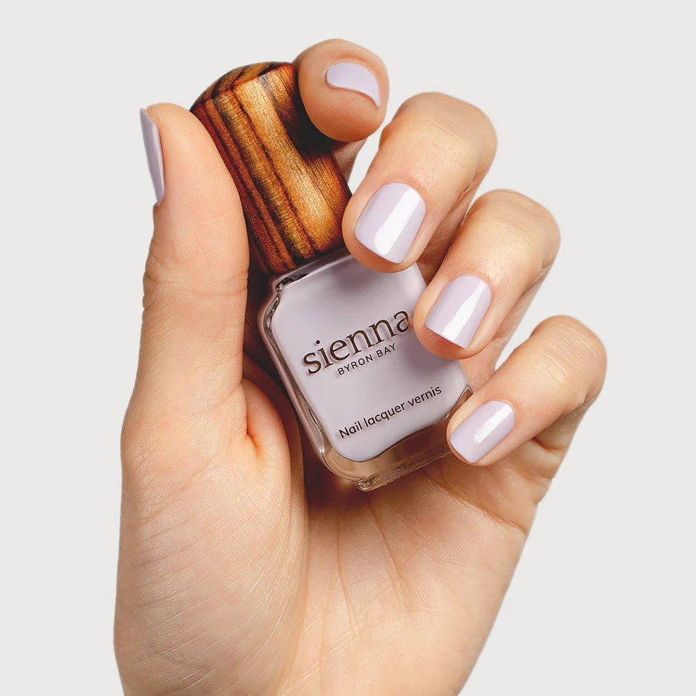 Sienna Byron Bay Eternal Nail Polish – A pastel thistle purple-grey with a sustainable, clean formula.