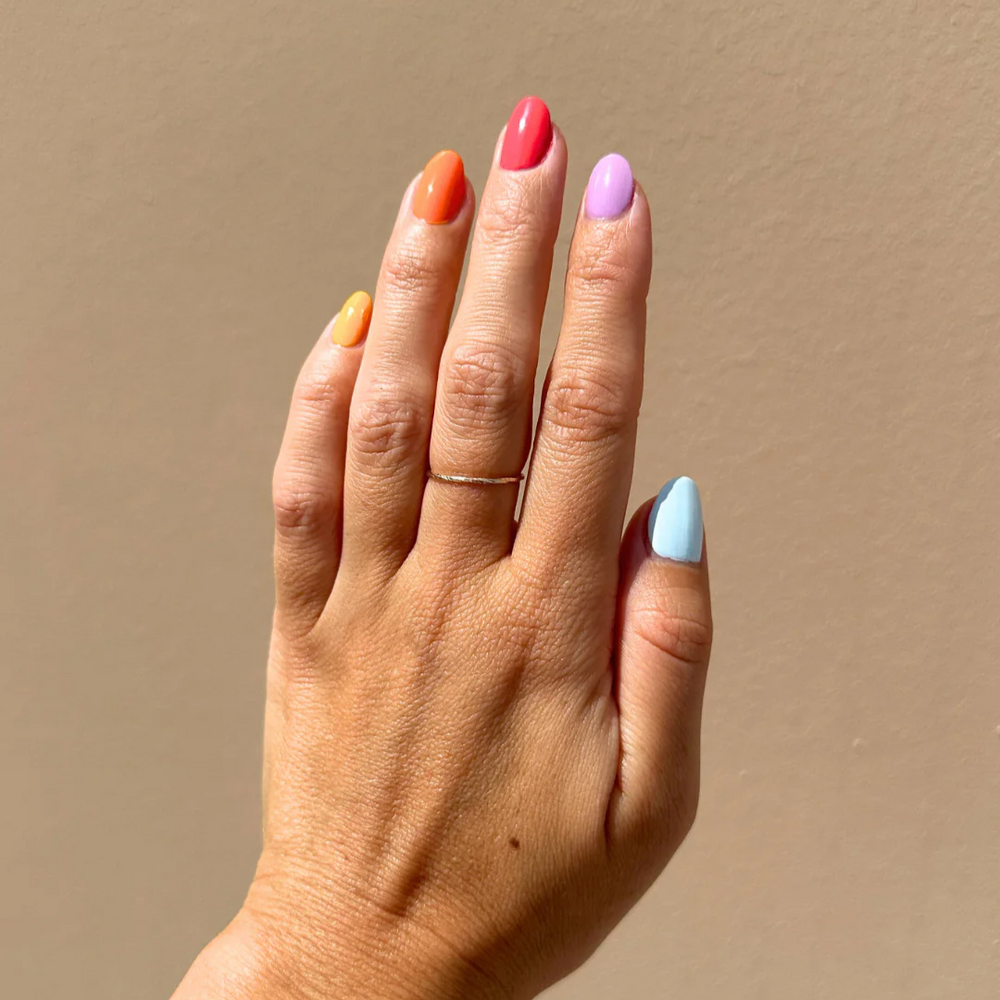 Sienna Byron Bay Happiness Quin collection – five colorful nail polishes inspired by the joy of summer.