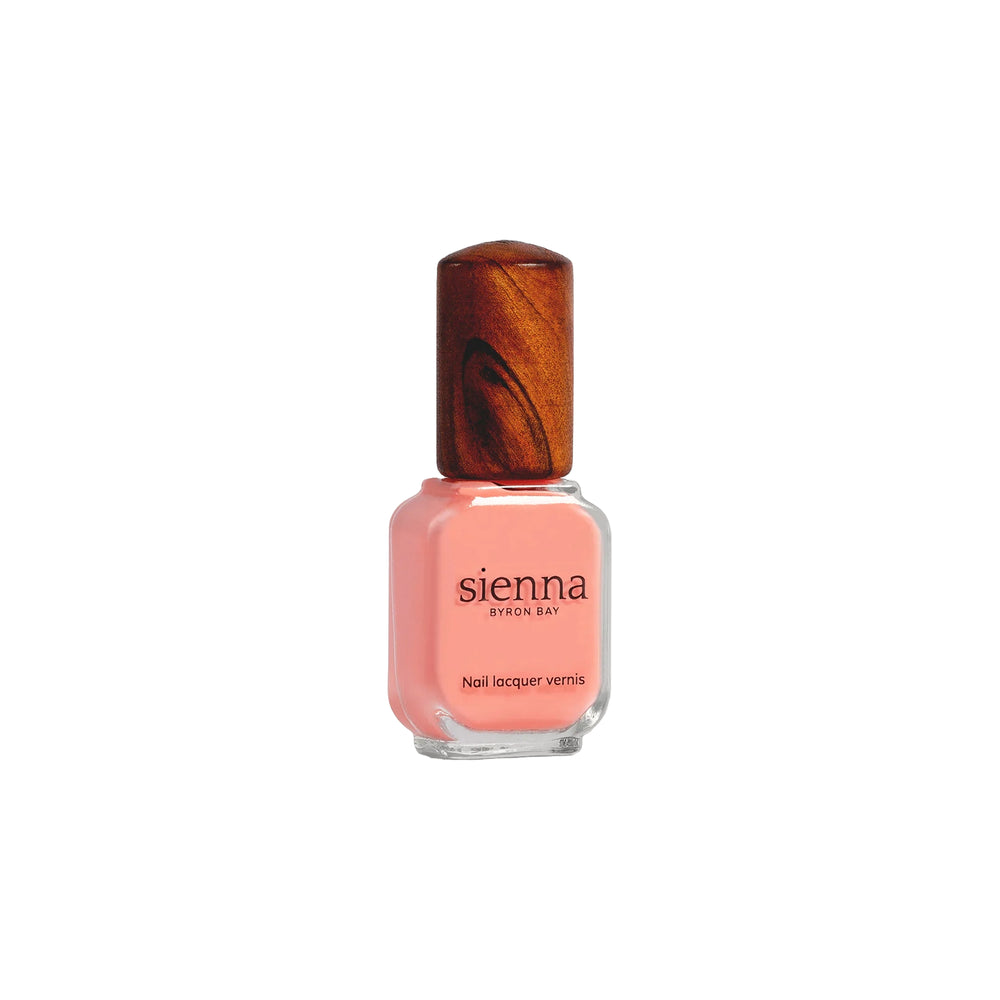 SIENNA BYRON BAY Joy Nail Polish in Vibrant Peach Crème – a lively, sun-kissed shade with a smooth finish.