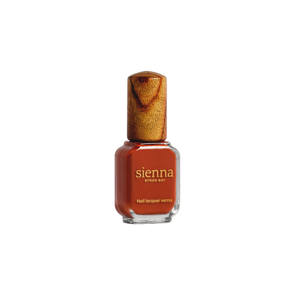 SIENNA BYRON BAY Soulful Nail Polish in Deep Terracotta Crème – a bold yet earthy shade with vintage appeal.