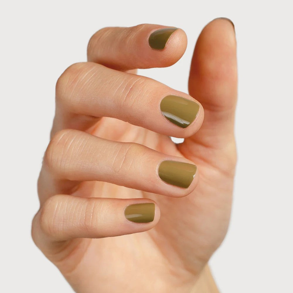 SIENNA BYRON BAY Wilderness Nail Polish – chic khaki green crème for a muted, stylish look.