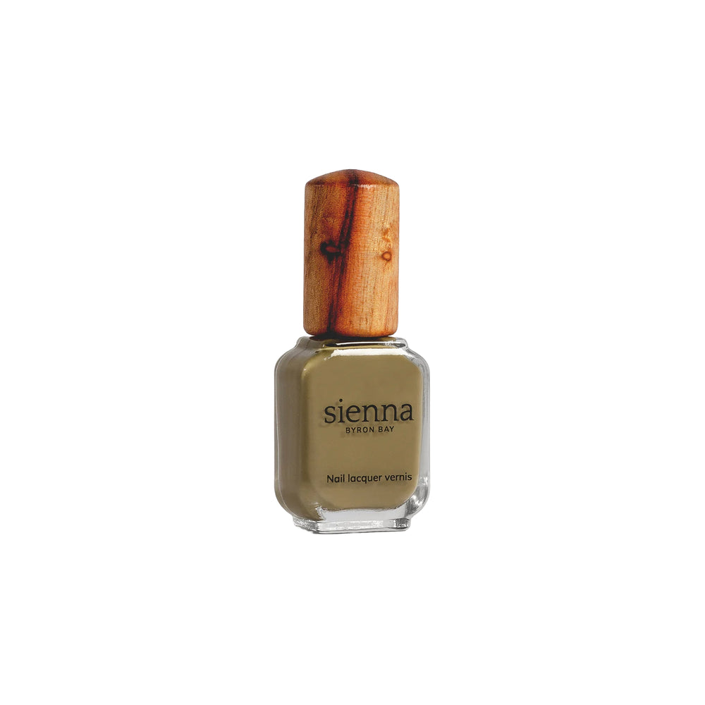 SIENNA BYRON BAY Wilderness Nail Polish – chic khaki green crème for a muted, stylish look.
