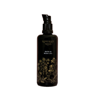 Somerset Moss Core Bath & Body Oil – nourishing bath and body oil with ylang ylang, jasmine, and cedarwood.
