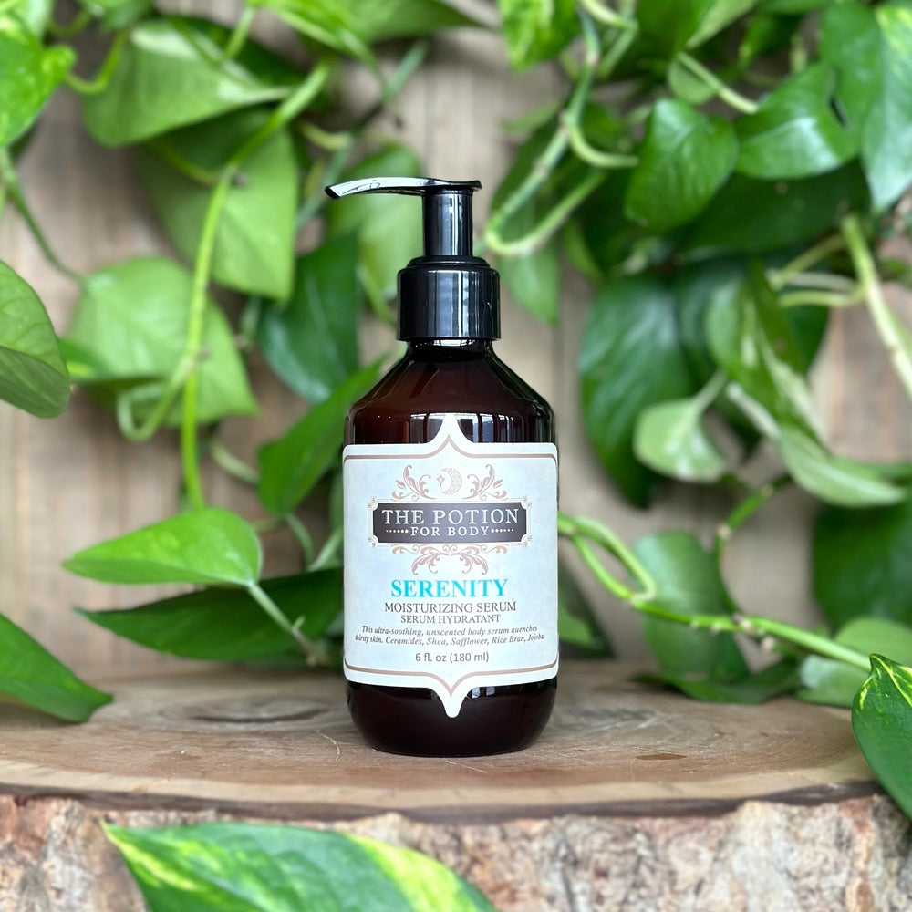 THE POTION MASTERS Serenity Body Potion – unscented, moisturizing body oil for sensitive skin.