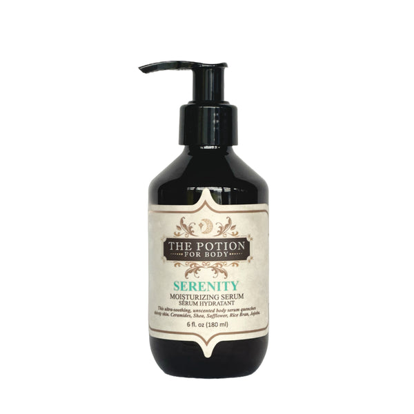 THE POTION MASTERS Serenity Body Potion – unscented, moisturizing body oil for sensitive skin.