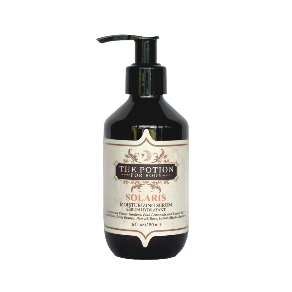 THE POTION MASTERS Solaris Body Potion – bright, citrusy body oil with sweet orange, rose, and vanilla.