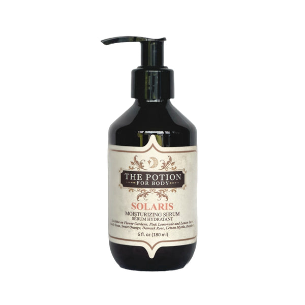 THE POTION MASTERS Solaris Body Potion – bright, citrusy body oil with sweet orange, rose, and vanilla.