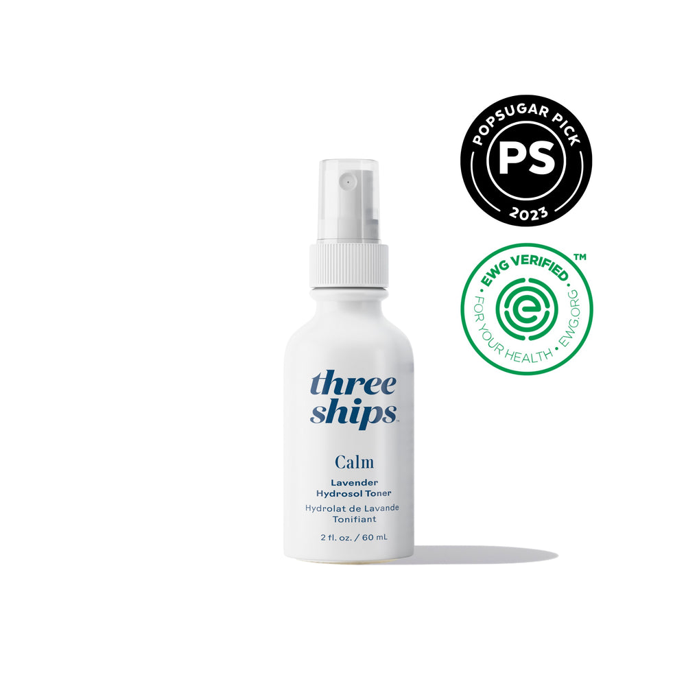 Three Ships Calm Lavender Hydrosol Toner, a soothing alcohol-free toner with lavender floral water for dry skin.