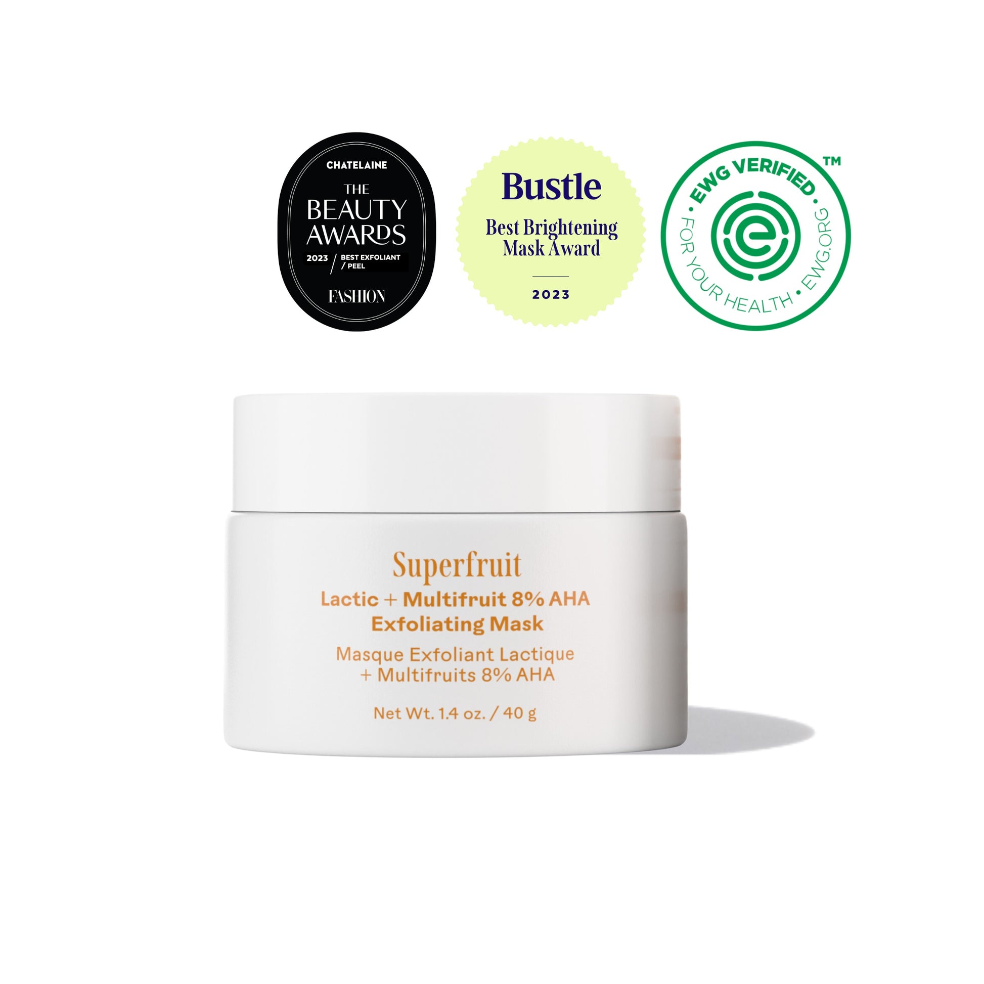 Three Ships Superfruit Lactic + Multifruit 8% AHA Exfoliating Mask, a gentle mask with rice powders and fruit-based AHAs for a refreshed and radiant complexion.