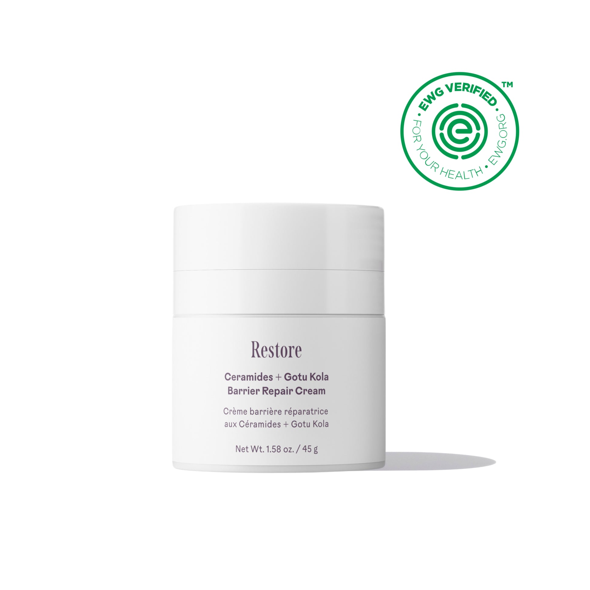 THREE SHIPS Restore + Gotu Kola Cream - lightweight, fast-absorbing cream with ceramides, Gotu Kola, and squalane for hydration, reduced redness, and balanced skin. Vegan, cruelty-free, and EWG Verified.