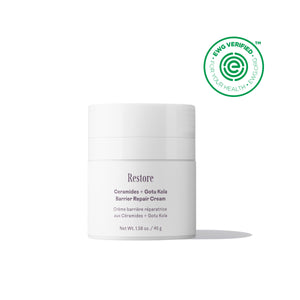 THREE SHIPS Restore + Gotu Kola Cream - lightweight, fast-absorbing cream with ceramides, Gotu Kola, and squalane for hydration, reduced redness, and balanced skin. Vegan, cruelty-free, and EWG Verified.