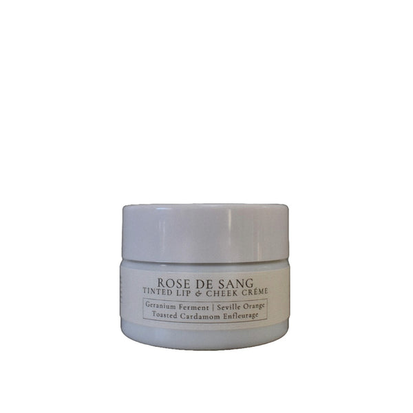 Tidelands House Rose de Sang Lip & Cheek Crème in earthy crimson, providing a natural flush and dewy glow for lips and cheeks, with nourishing flower essences.