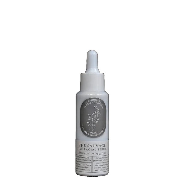 TIDELANDS HOUSE - Thé Sauvage Fermented Spring Greens Facial Serum featuring wild foraged botanicals like parsley, nettle, and red raspberry leaf, in a 30ml bottle.