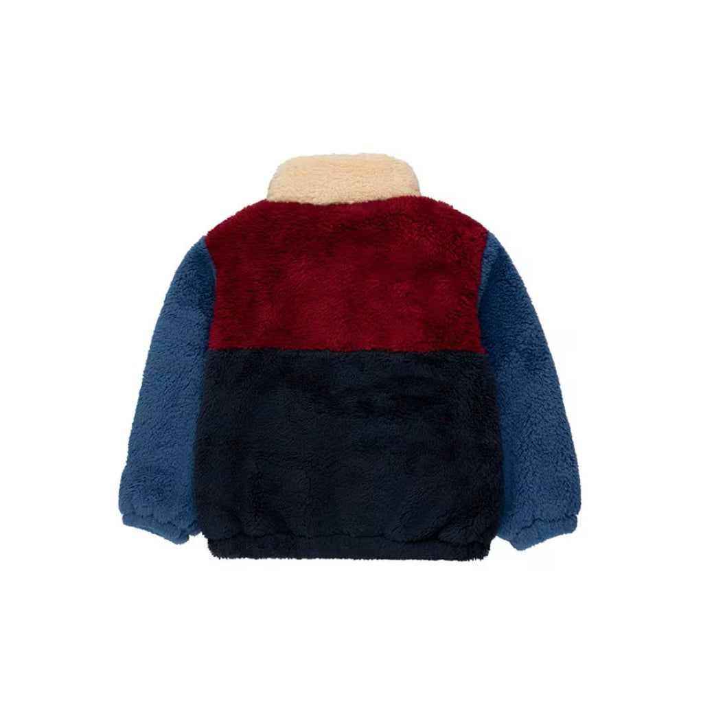 TINYCOTTONS Color Block Polar Sherpa Jacket Navy Deep Red