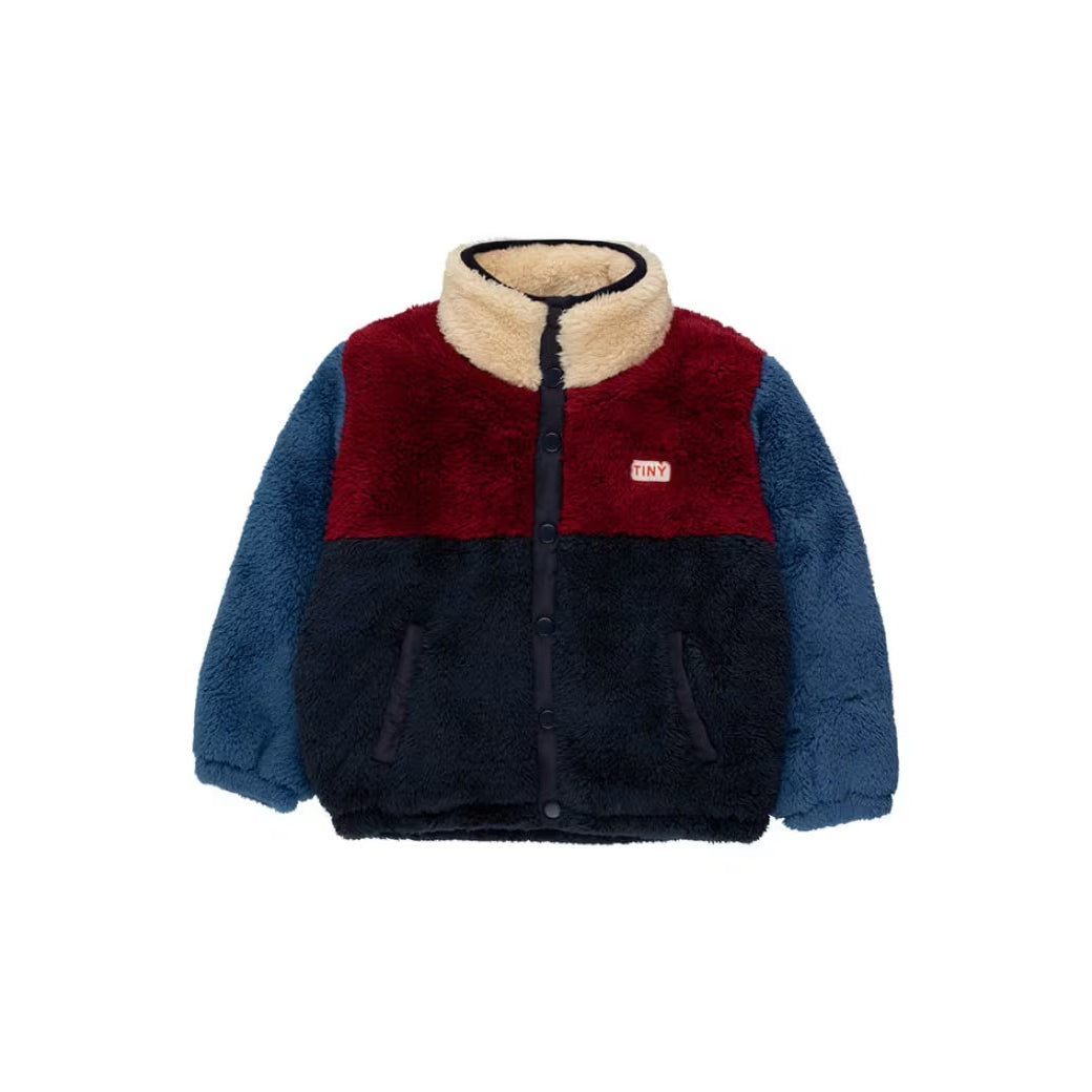 TINYCOTTONS Color Block Polar Sherpa Jacket Navy Deep Red